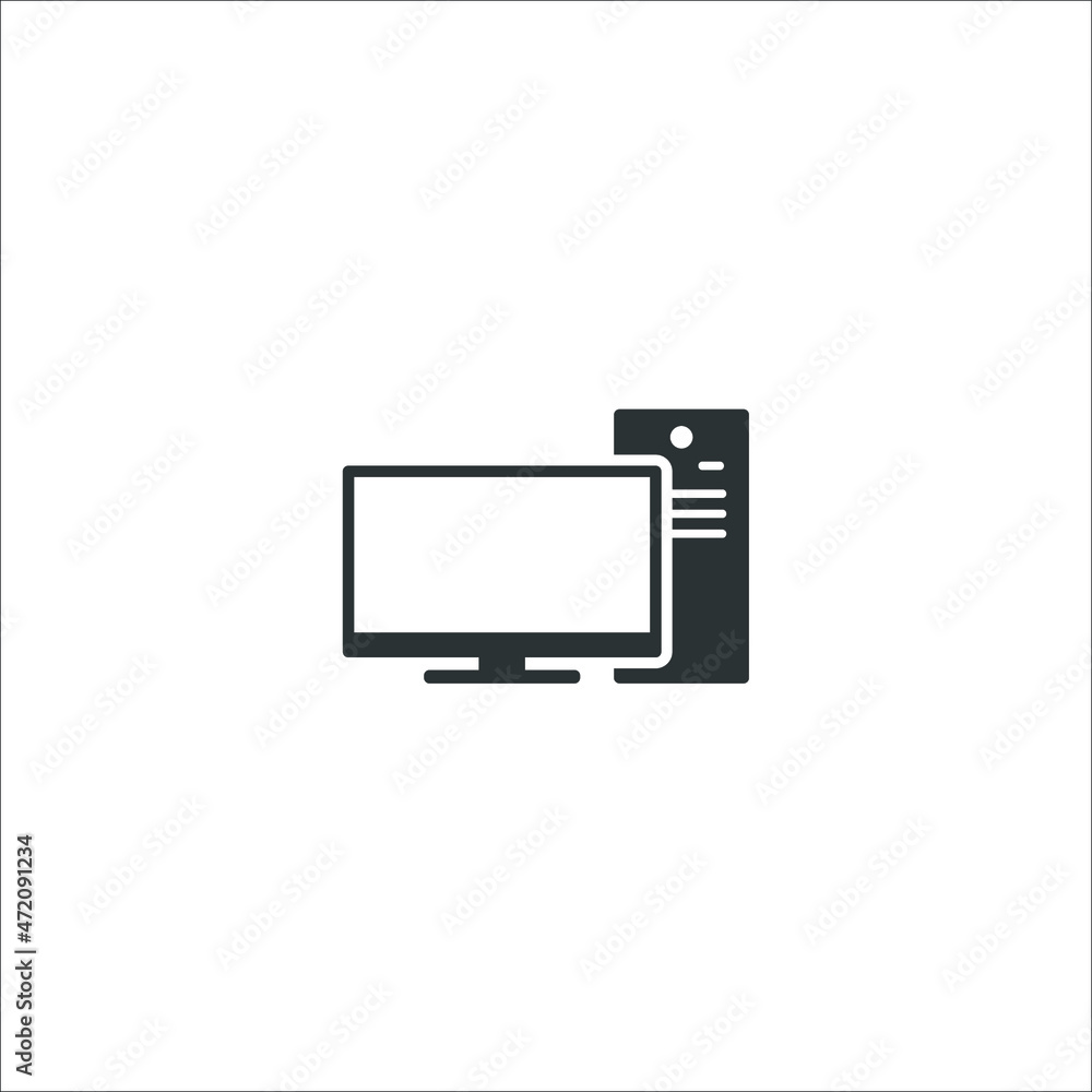 Vector sign of the pc symbol is isolated on a white background. pc icon color editable. Vector sign of the pc symbol is isolated on a white background. pc icon color editable.