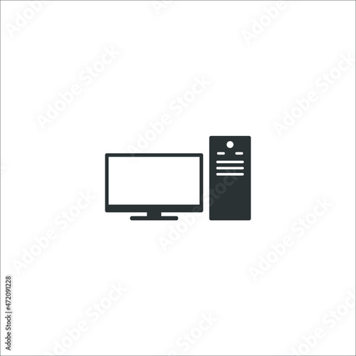 Vector sign of the pc symbol is isolated on a white background. pc icon color editable.