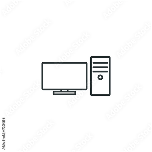 Vector sign of the pc symbol is isolated on a white background. pc icon color editable.