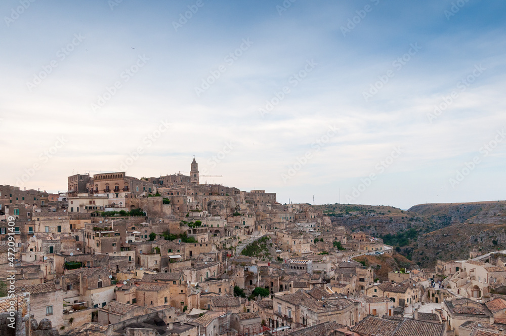 Italy, july 2017, view of the city of matera, known all over the world for the historic Sassi
