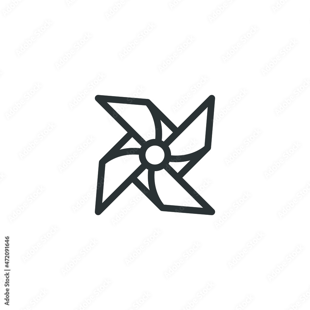 Vector sign of the pinwheel symbol is isolated on a white background. pinwheel icon color editable. Vector sign of the pinwheel symbol is isolated on a white background. pinwheel icon color editable.