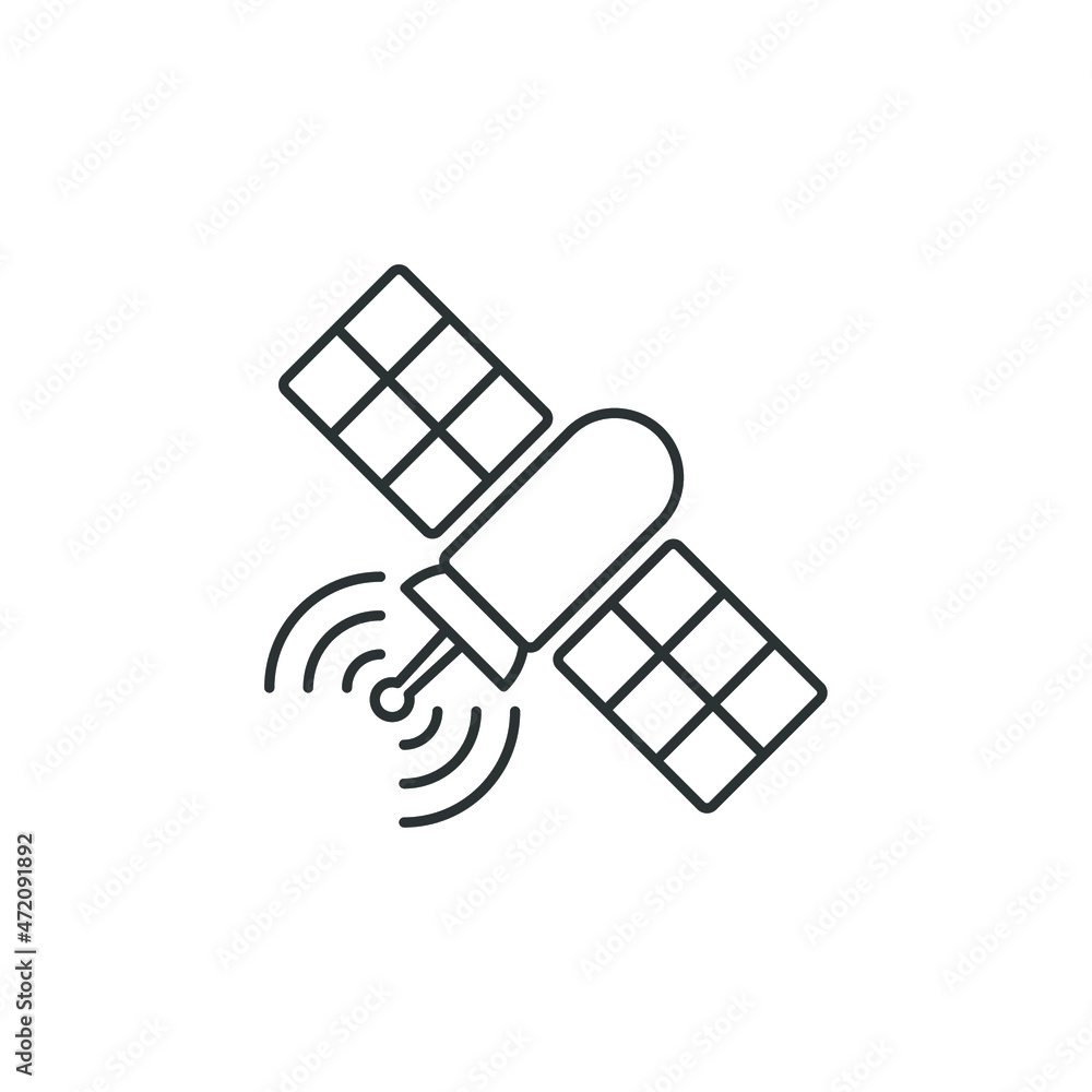 Vector sign of the satellite symbol is isolated on a white background. satellite icon color editable.