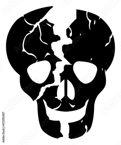 Broken skull vector icon on a white background. An isolated flat icon illustration of broken skull.