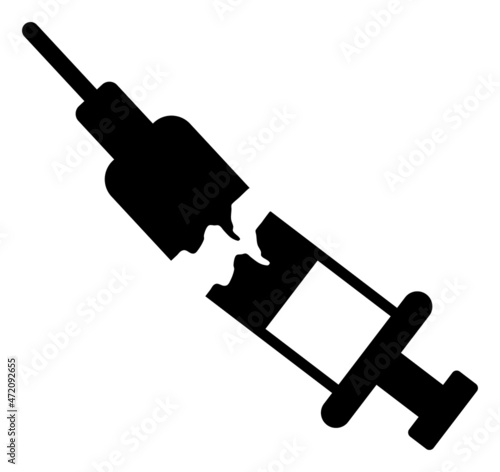 Broken syringe vector illustration on a white background. An isolated flat icon illustration of broken syringe.