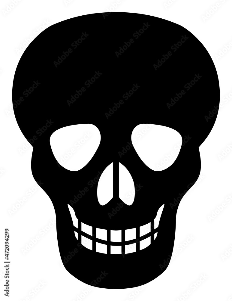 Fototapeta premium Dead skull vector illustration on a white background. An isolated flat icon illustration of dead skull.