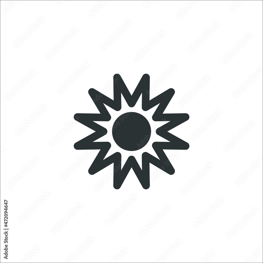 Vector sign of the sun symbol is isolated on a white background. sun icon color editable. Vector sign of the sun symbol is isolated on a white background. sun icon color editable.