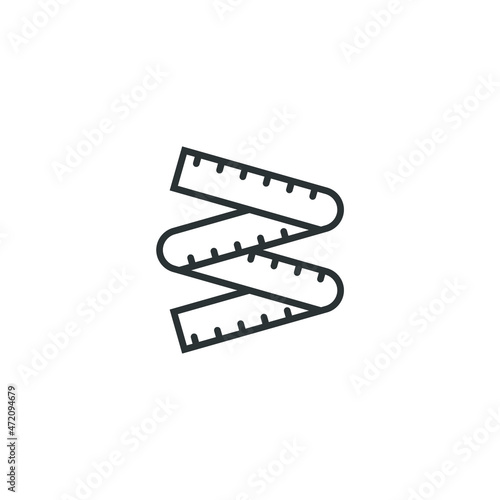 Vector sign of the Tape measurement symbol is isolated on a white background. Tape measurement icon color editable.