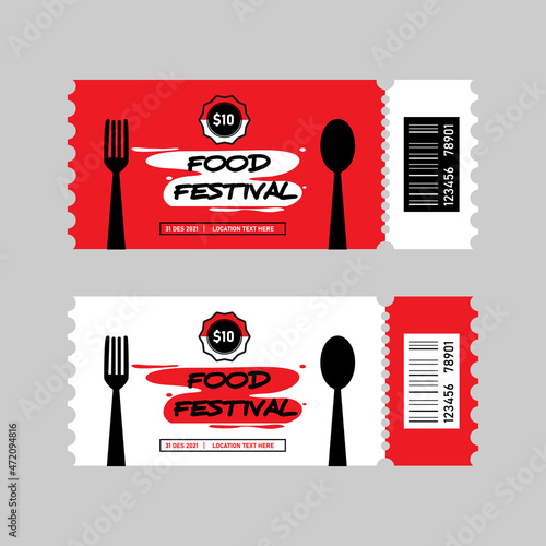 Food festival tickets design template