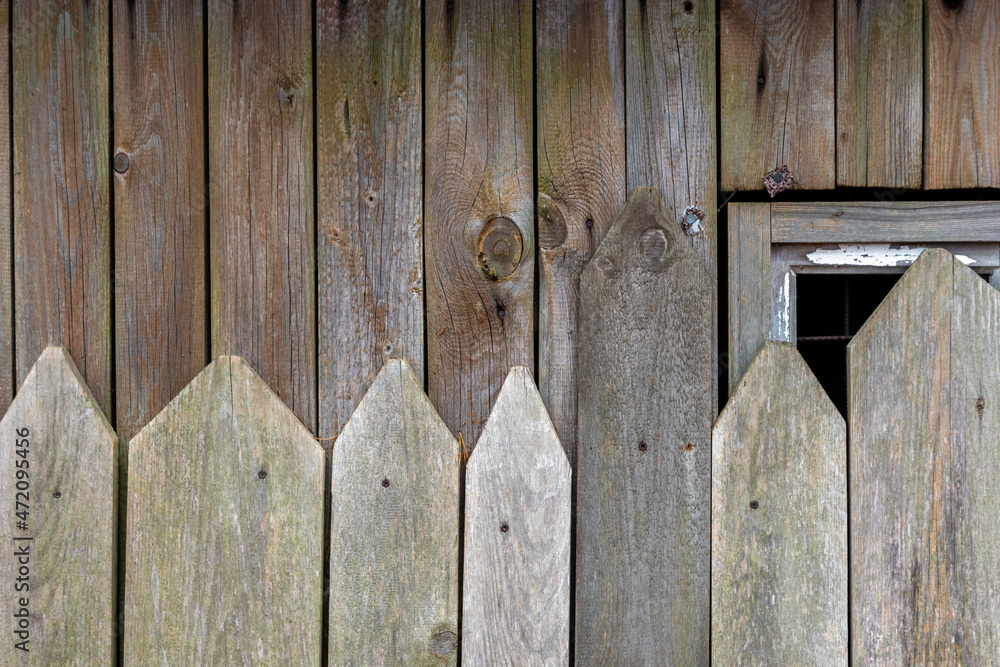 Fototapeta premium Wooden slats of different sizes on a barn
