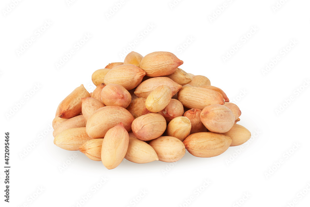 pile of unpeeled peanuts close up isolated on white pile of unpeeled peanuts close up isolated on white