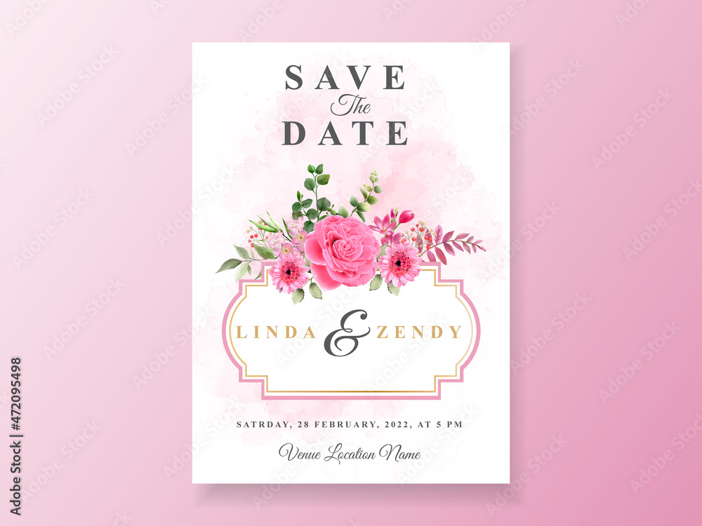 Beautiful pink flower wedding invitation Beautiful pink flower wedding invitation