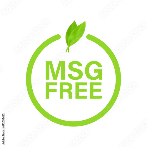 Msg free. Glutamate no added food package icon. Monosodium glutamate. Vector stock illustration