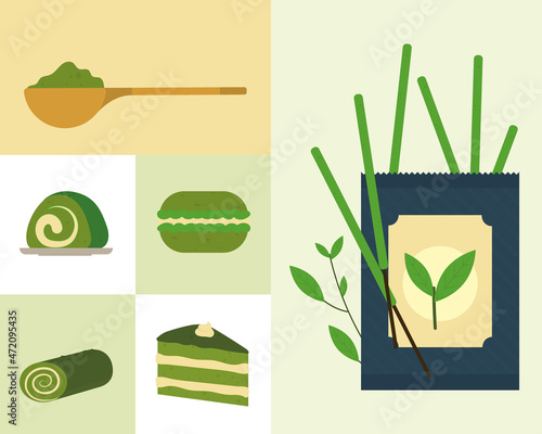 matcha tea and food