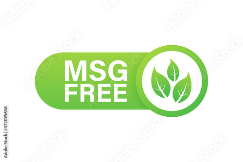 Msg free. Glutamate no added food package icon. Monosodium glutamate. Vector stock illustration