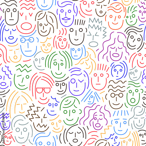 faces of people seamless vector background photo