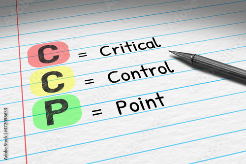 CCP - Critical Control Point. Business acronym on note pad.