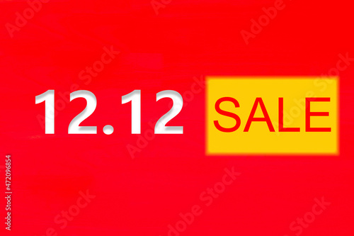  12.12 Shopping day super sale concept on red background inser text and place for copy space
 photo