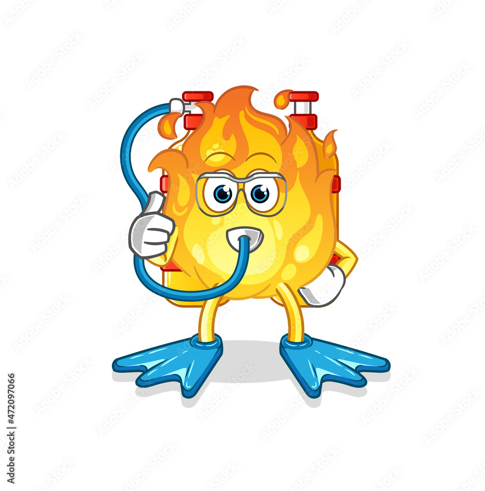 fire diver cartoon. cartoon mascot vector