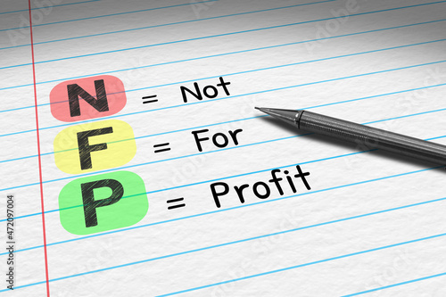NFP - Not for Profit. Business acronym on note pad.