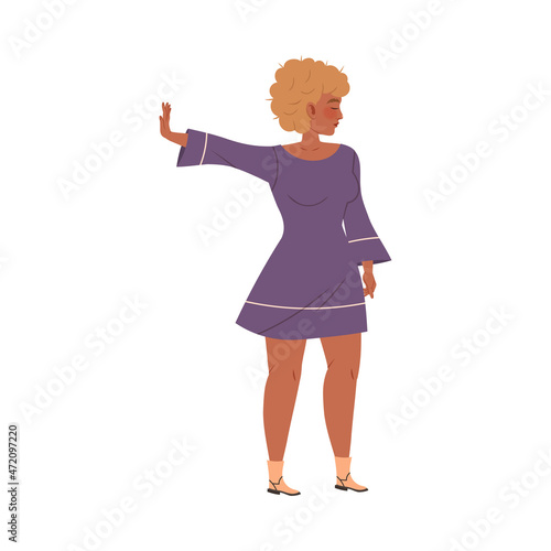 Woman showing no or stop gesture sign cartoon vector illustration