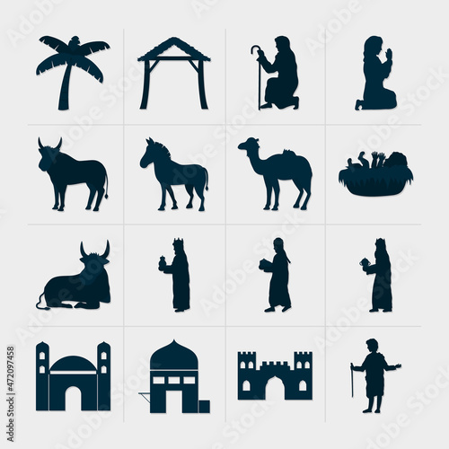 Manger icons set