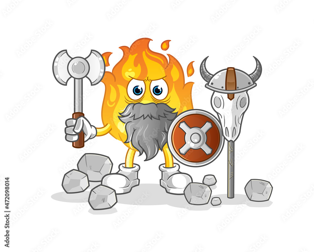 Naklejka premium fire viking with an ax illustration. character vector