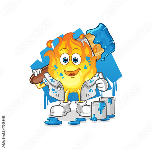 fire painter illustration. character vector