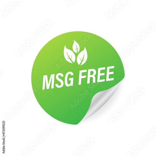 Msg free. Glutamate no added food package icon. Monosodium glutamate. Vector stock illustration