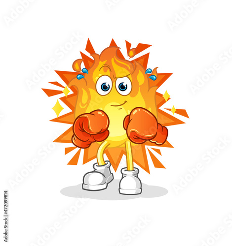 fire boxer character. cartoon mascot vector