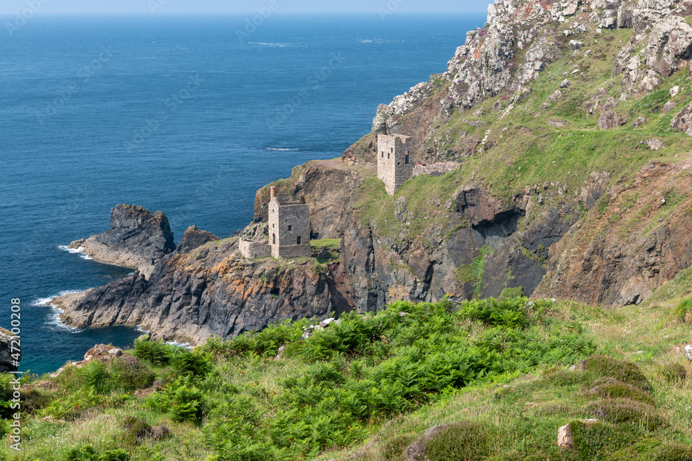 The Crowns mine engine houses at Botallack mine in Cornwall