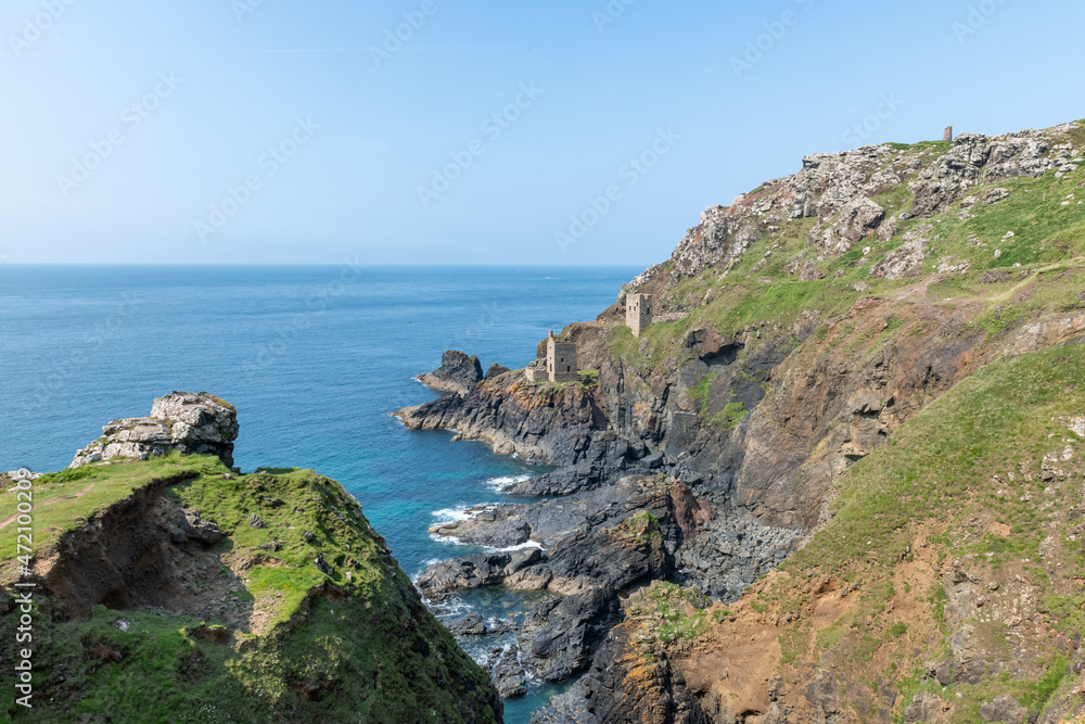 The Crowns mine engine houses at Botallack mine in Cornwall