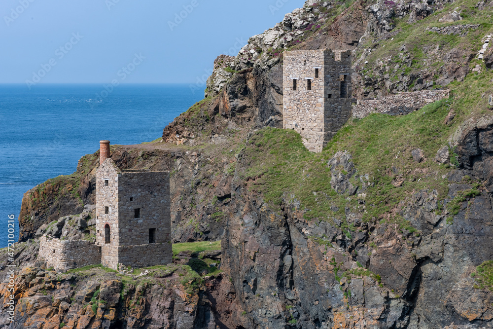 The Crowns mine engine houses at Botallack mine in Cornwall