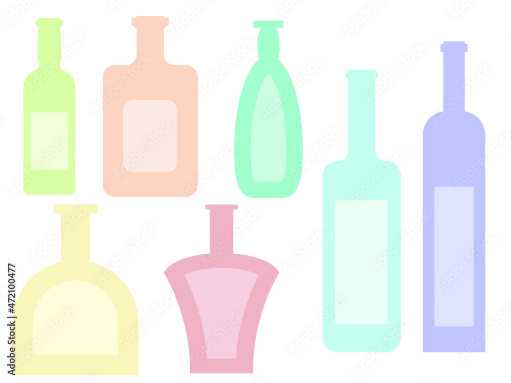 vector illustration depicting a set of bottles in multicolored non-bright colors for interior decoration of kitchens, bars, websites vector illustration depicting a set of bottles in multicolored non-bright colors for interior decoration of kitchens, bars, websites