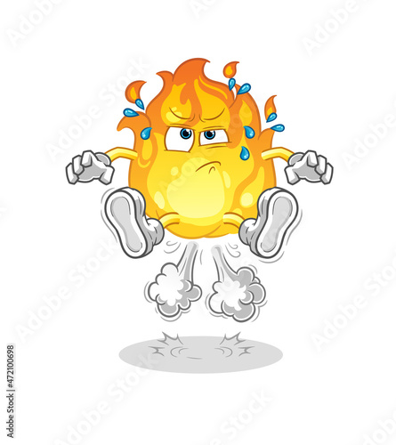 fire fart jumping illustration. character vector