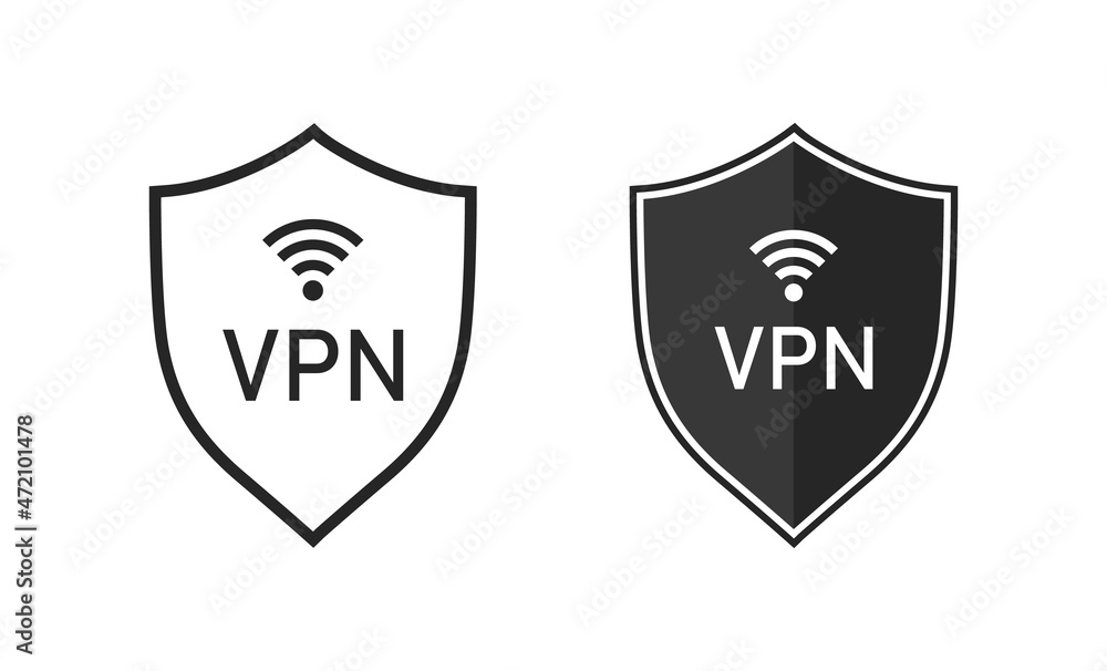 Vpn icon. Shield with vpn icon. Safe for wifi and server. Logo for protect of private network. Set of line symbol of connection. Sign of web protection, encryption, authentication. Vector Vpn icon. Shield with vpn icon. Safe for wifi and server. Logo for protect of private network. Set of line symbol of connection. Sign of web protection, encryption, authentication. Vector