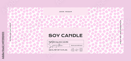 Hand drawn abstract vector cosmetics label design template for soy candle
