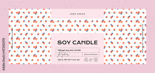 Hand drawn abstract vector cosmetics label design template for soy candle 