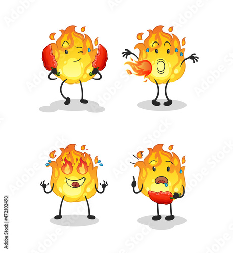 fire spicy group character. cartoon mascot vector