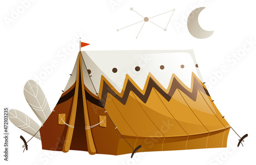 Tourist tent for travel and camping is isolated.