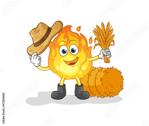 fire farmer mascot. cartoon vector