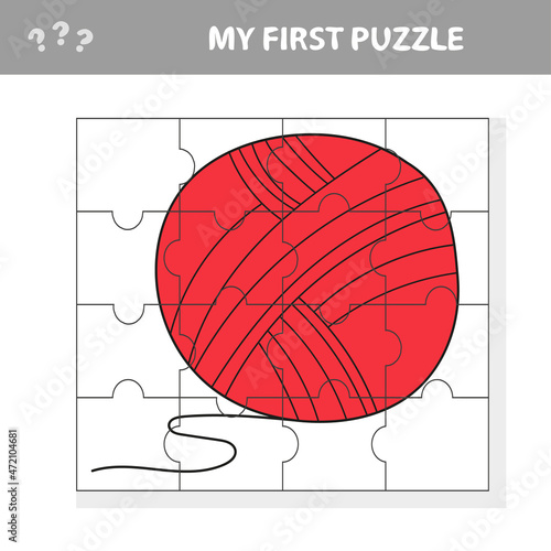 Jigsaw puzzle with yarn. Visual educational puzzle for children. My first puzzle