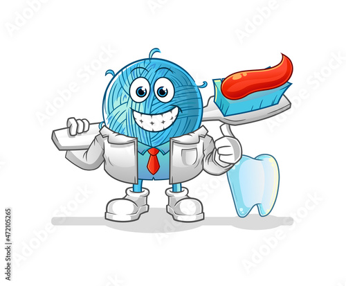 yarn ball dentist illustration. character vector