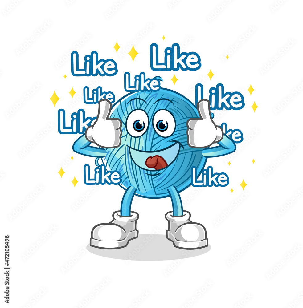 yarn ball give lots of likes. cartoon vector yarn ball give lots of likes. cartoon vector