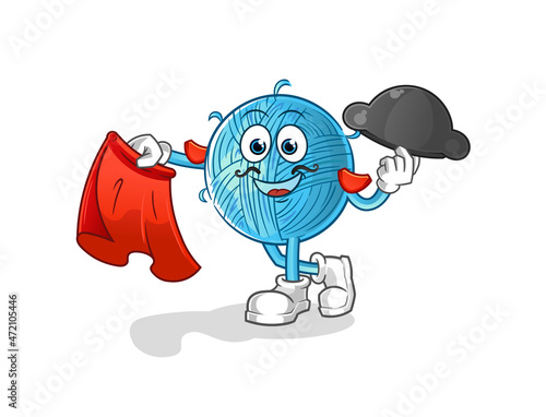 yarn ball matador with red cloth illustration. character vector