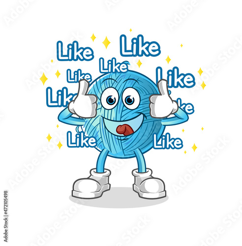 yarn ball give lots of likes. cartoon vector