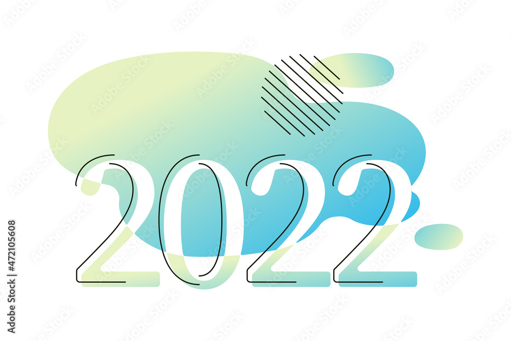 Vector banner with text 2022 and gradient geometric abstract shape. Vector banner with text 2022 and gradient geometric abstract shape.
