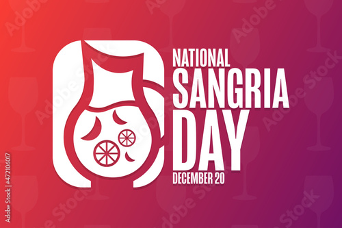 National Sangria Day. December 20. Holiday concept. Template for background, banner, card, poster with text inscription. Vector EPS10 illustration.