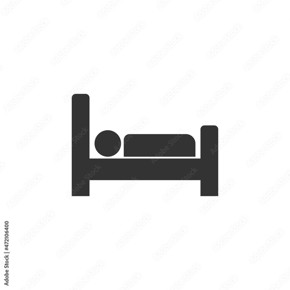 Bed icon vector. Man in bed, person in bed Bed icon vector. Man in bed, person in bed