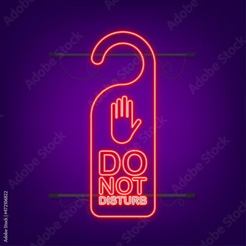Please do not disturb neon label. Vector stock illustration.