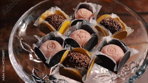 Brigadeiro, made from chocolate, typical Brazilian sweets photo
